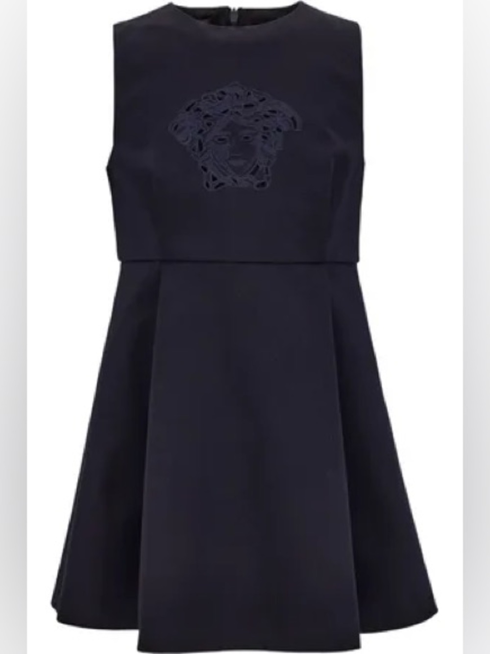 Versace Sleeveless Navy Blue Fit-and-Flare Dress